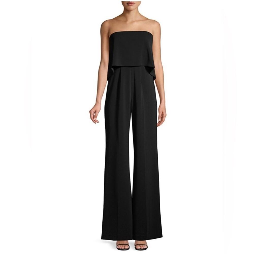 Jay Godfrey | Moore Strapless Ruffle Jumpsuit Wide Leg Cut Out Black Size 2 - Picture 2 of 9